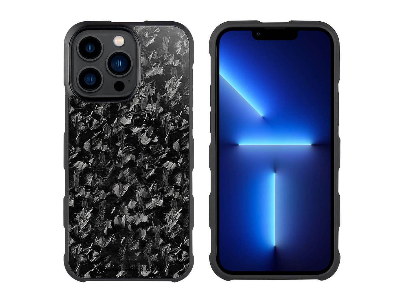 CarboFend Forged Carbon Fiber iPhone 13 Pro Case, front and back