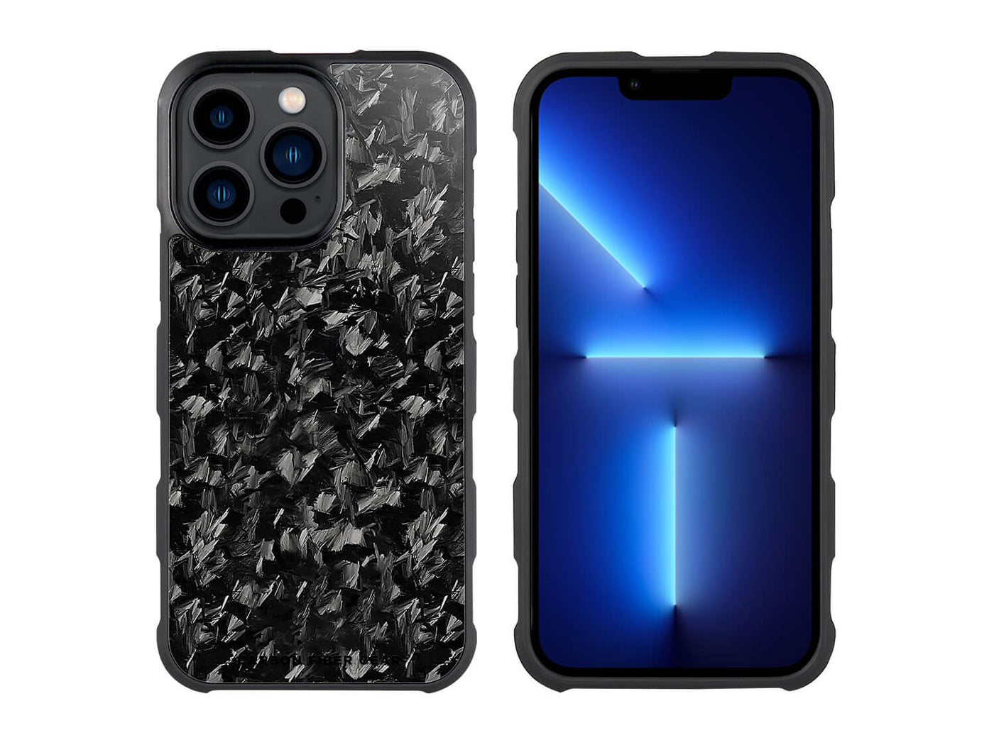 CarboFend Forged Carbon Fiber iPhone 13 Pro Max Case, front and back