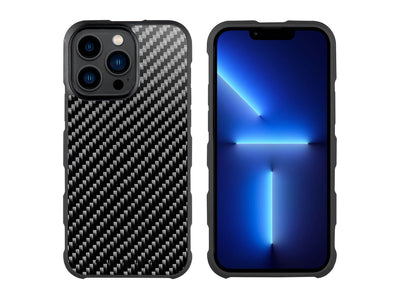 CarboFend Carbon Fiber iPhone 13 Pro Case, front and back