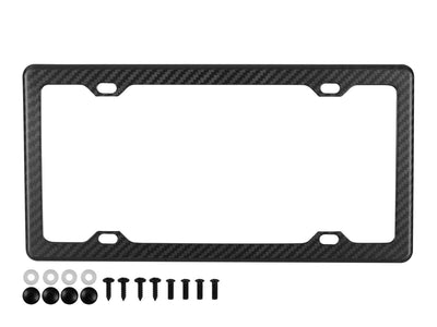 Matte finish carbon fiber license plate frame with 4 holes on license plate