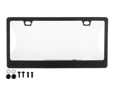 Carbon Fiber License Plate Frame - 2 Holes with Clear Cover