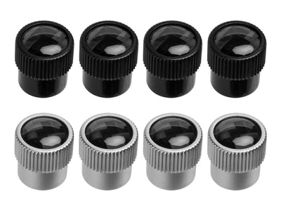 Real carbon fiber and ABS valve stem cap covers in black and silver