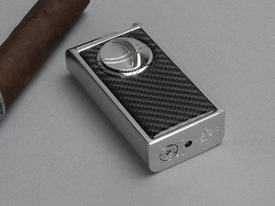 Infinity Double Jet Flame Chrome & Carbon Fiber Lighter