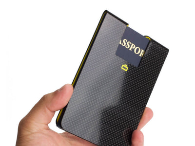 Ogon Carbon Fiber RFID Blocking Passport Clip, in-hand
