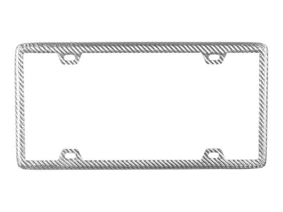 Silver carbon fiber fiberglass license plate frame