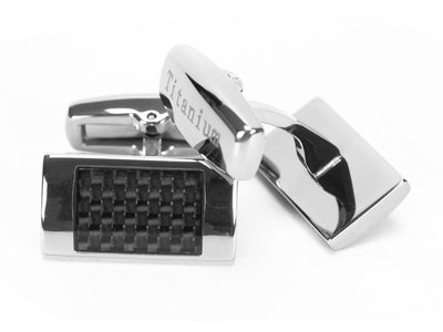 Titanium and Carbon Fiber Rectangle Cufflinks