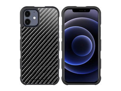 CarboFend real carbon fiber iPhone 12 case, front/back with phone