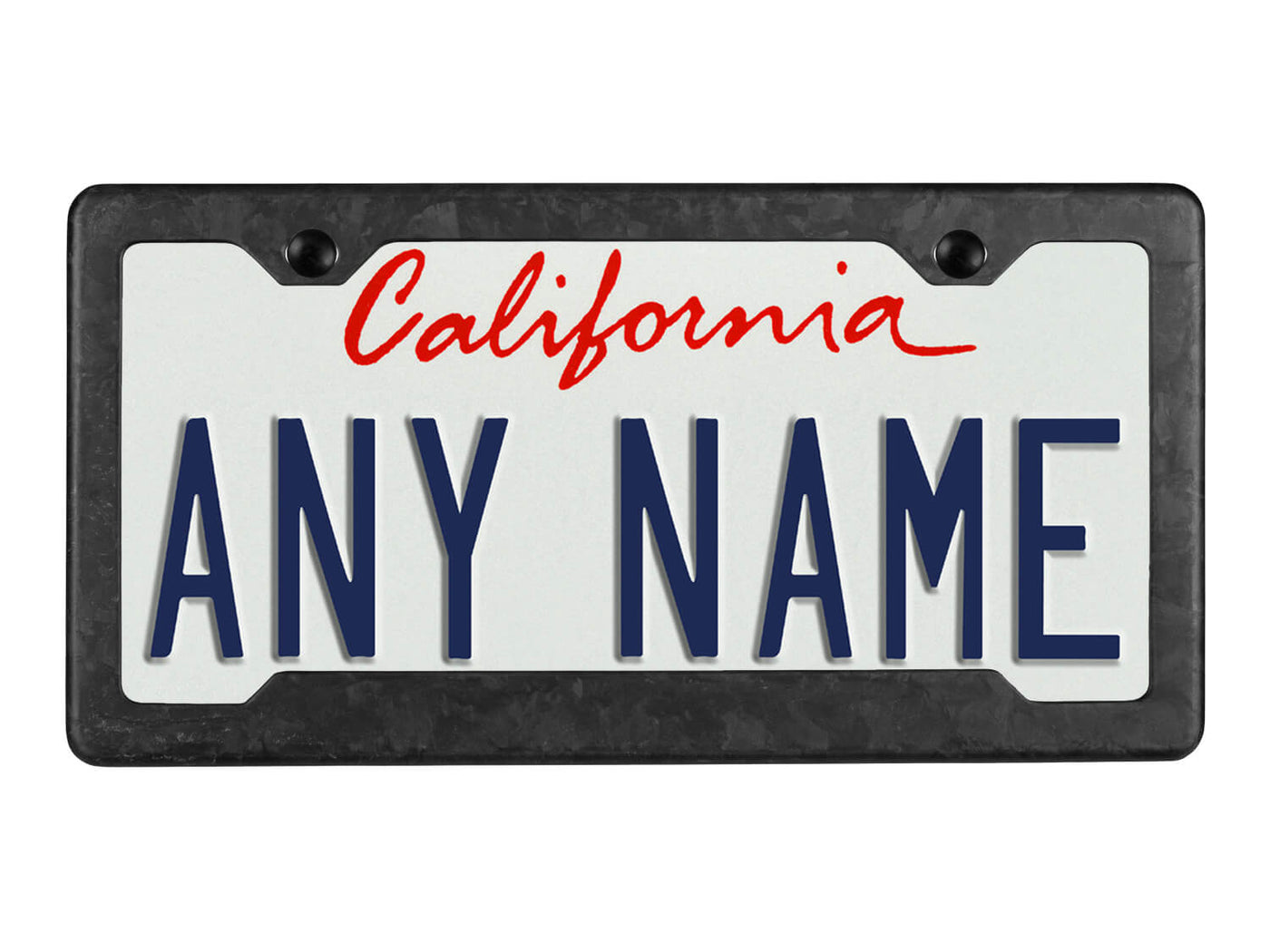 Forged Carbon Fiber License Plate Frame - 2 Holes Angled Bottom - Matte Finish