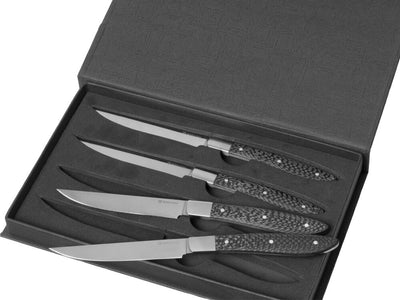 4-Piece carbon fiber steak knife by Bastion in gift box