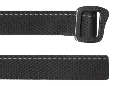 Bison Designs Carbonator Carbon Fiber Webbing Belt up close on both ends
