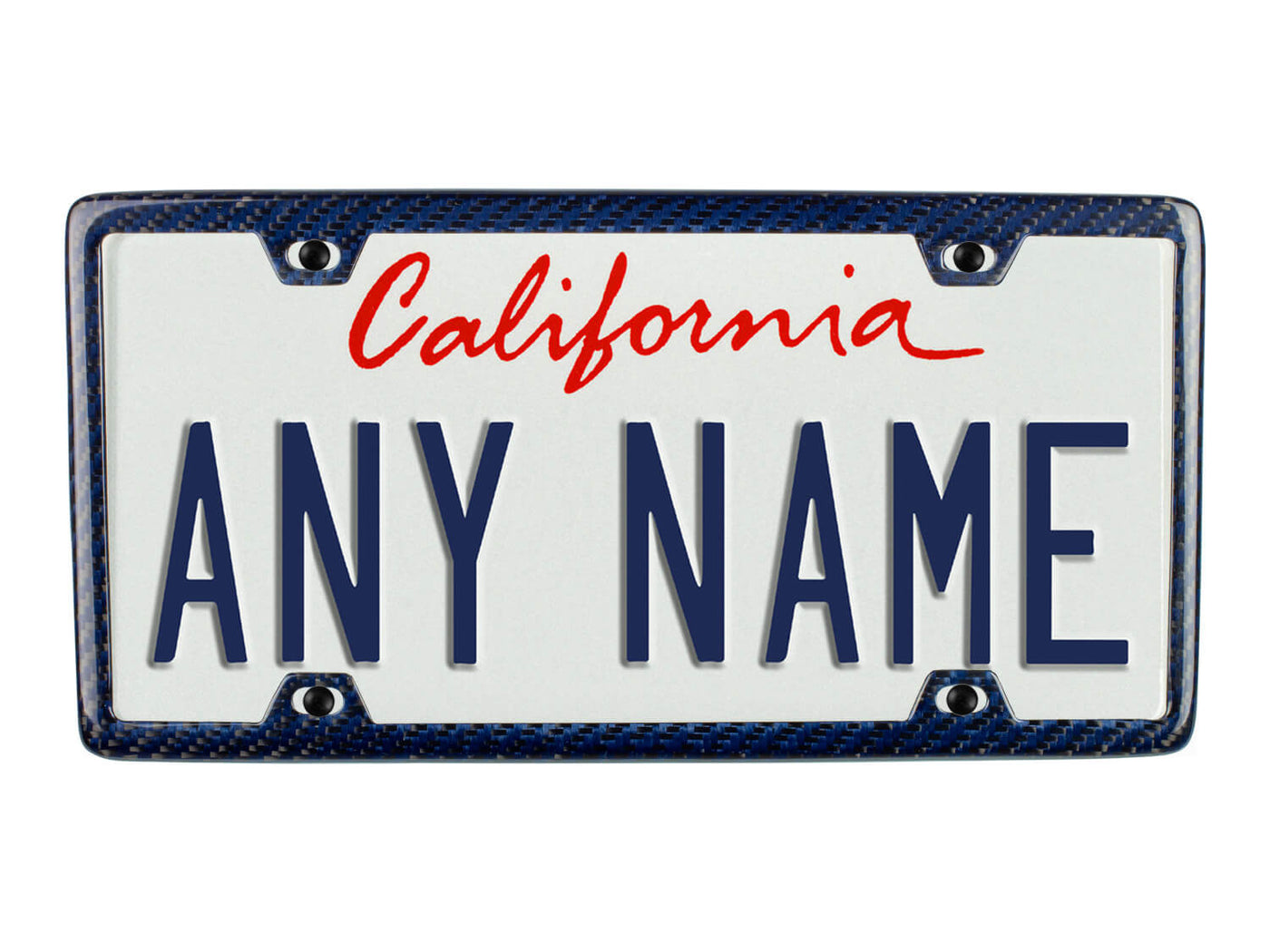 Carbon Fiber / Blue Aramid Fiber License Plate Frame - 4 Holes Minimal