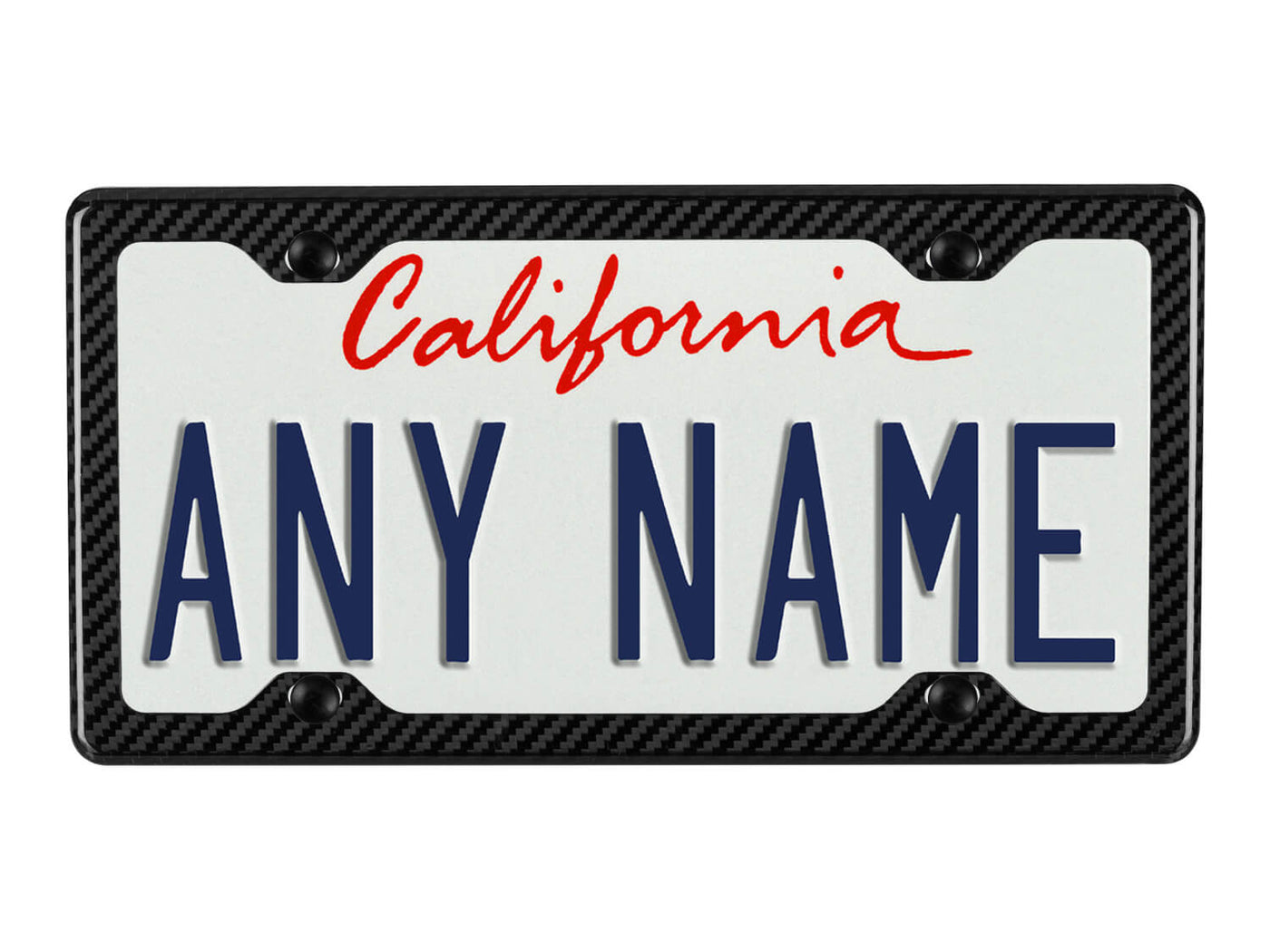 4 hole carbon fiber license plate frame, minimal design with gloss finish