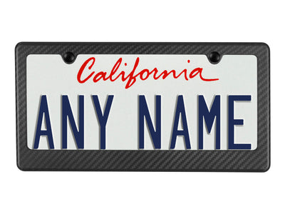Carbon Fiber License Plate Frame - Matte Finish - 2 Holes Wide Bottom - with license plate
