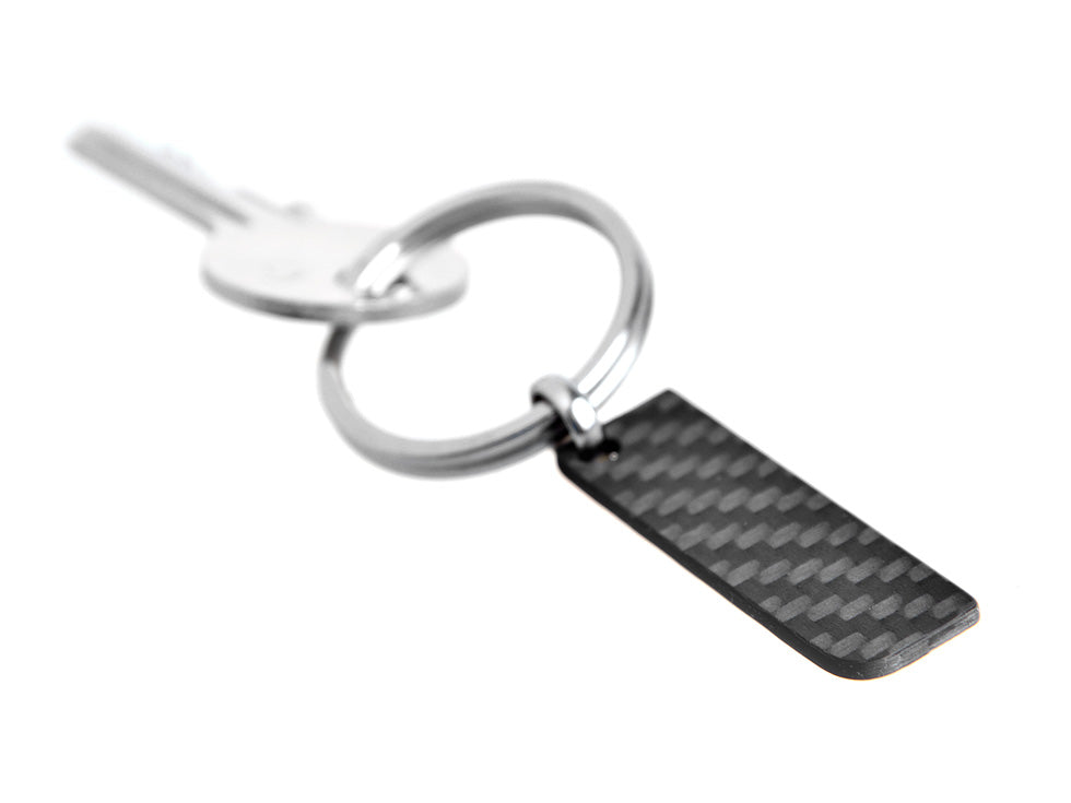 Solid Carbon Fiber Rectangle Keychain - Small