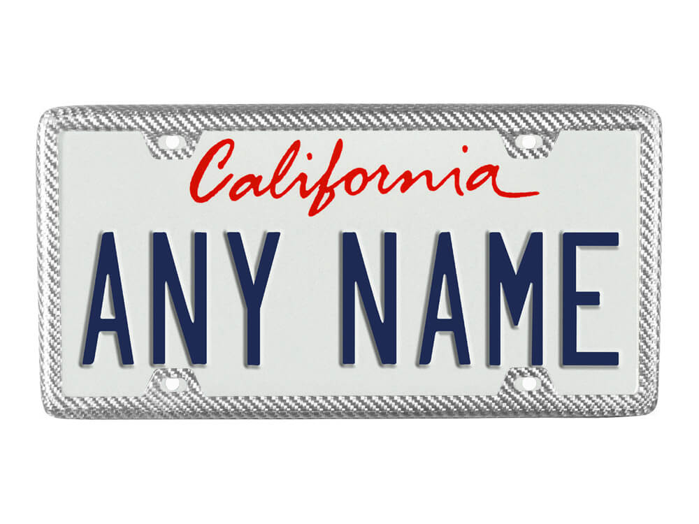 Silver carbon fiber fiberglass license plate frame