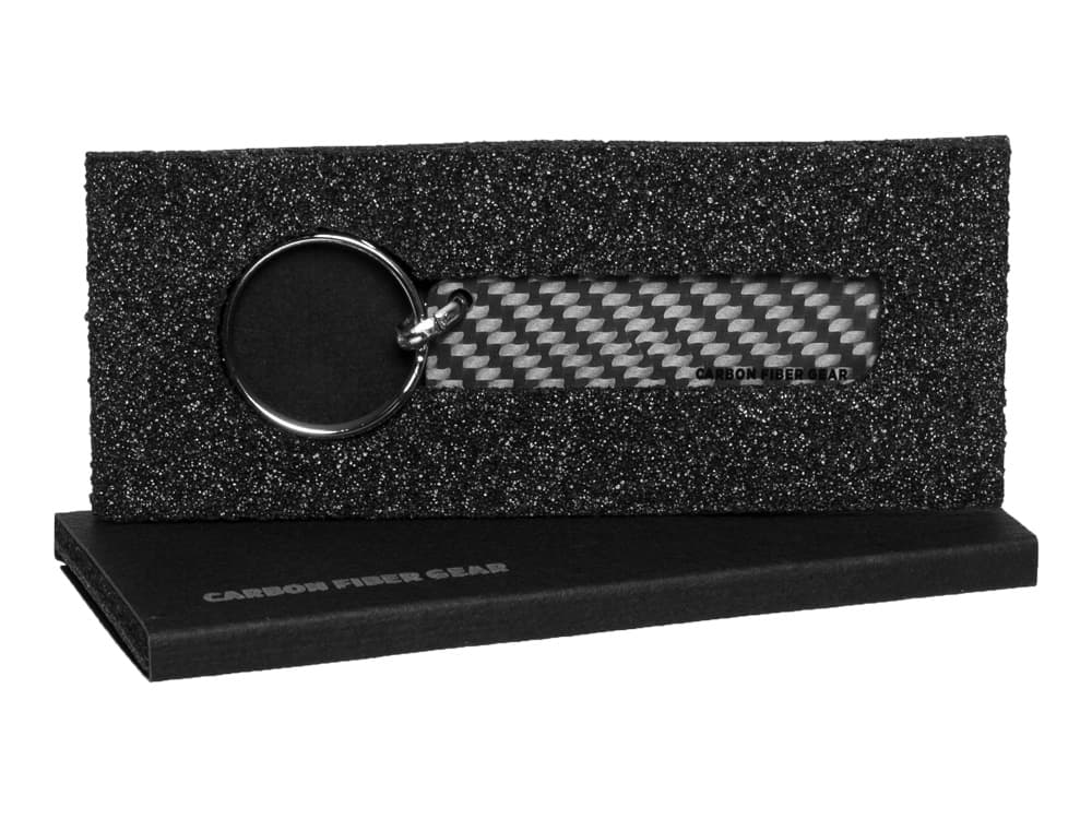 Carbon fiber key tag in box
