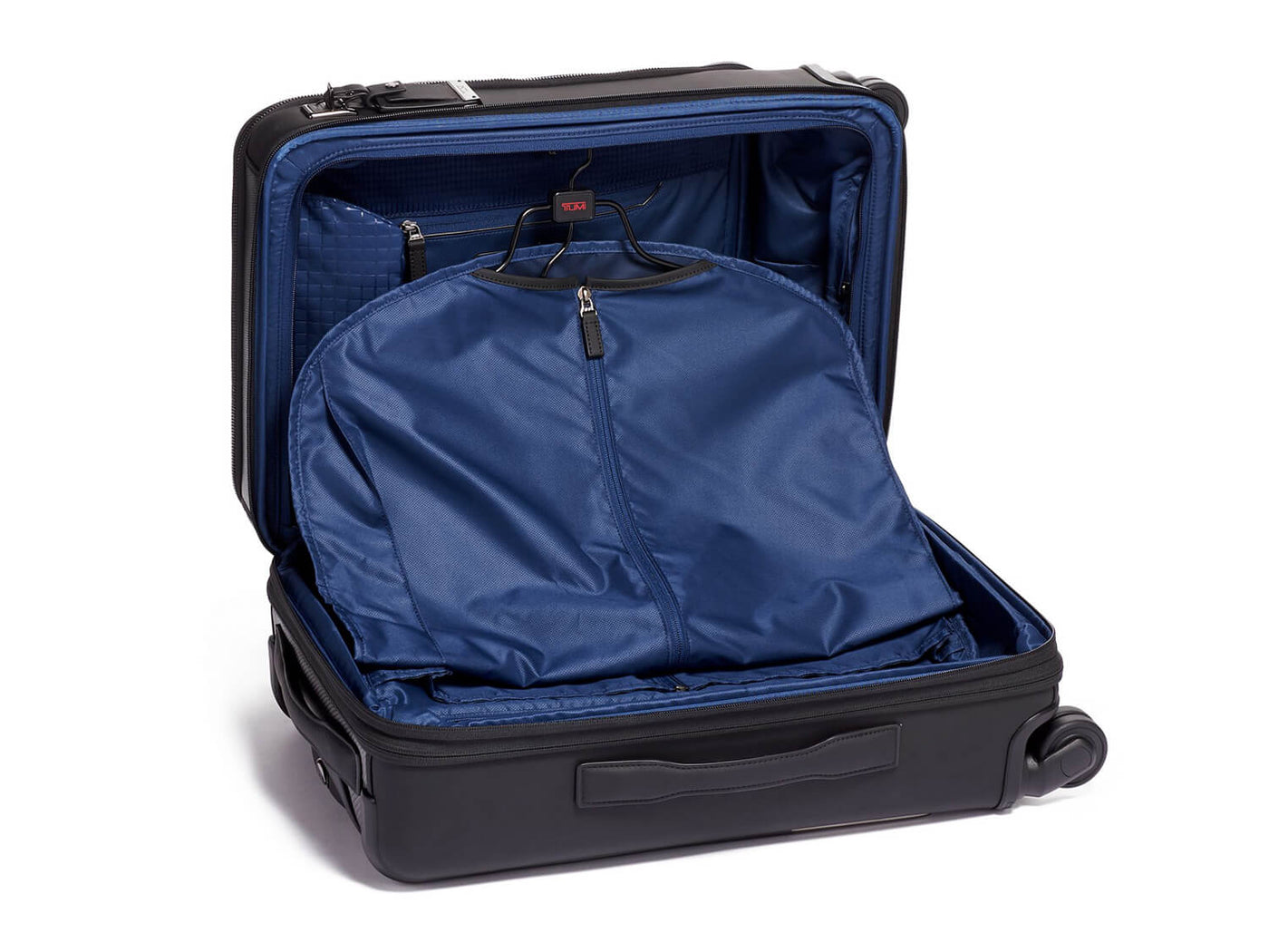 Tumi International Dual Access 4 Wheeled Carbon Fiber Carry-On Suitcase, open