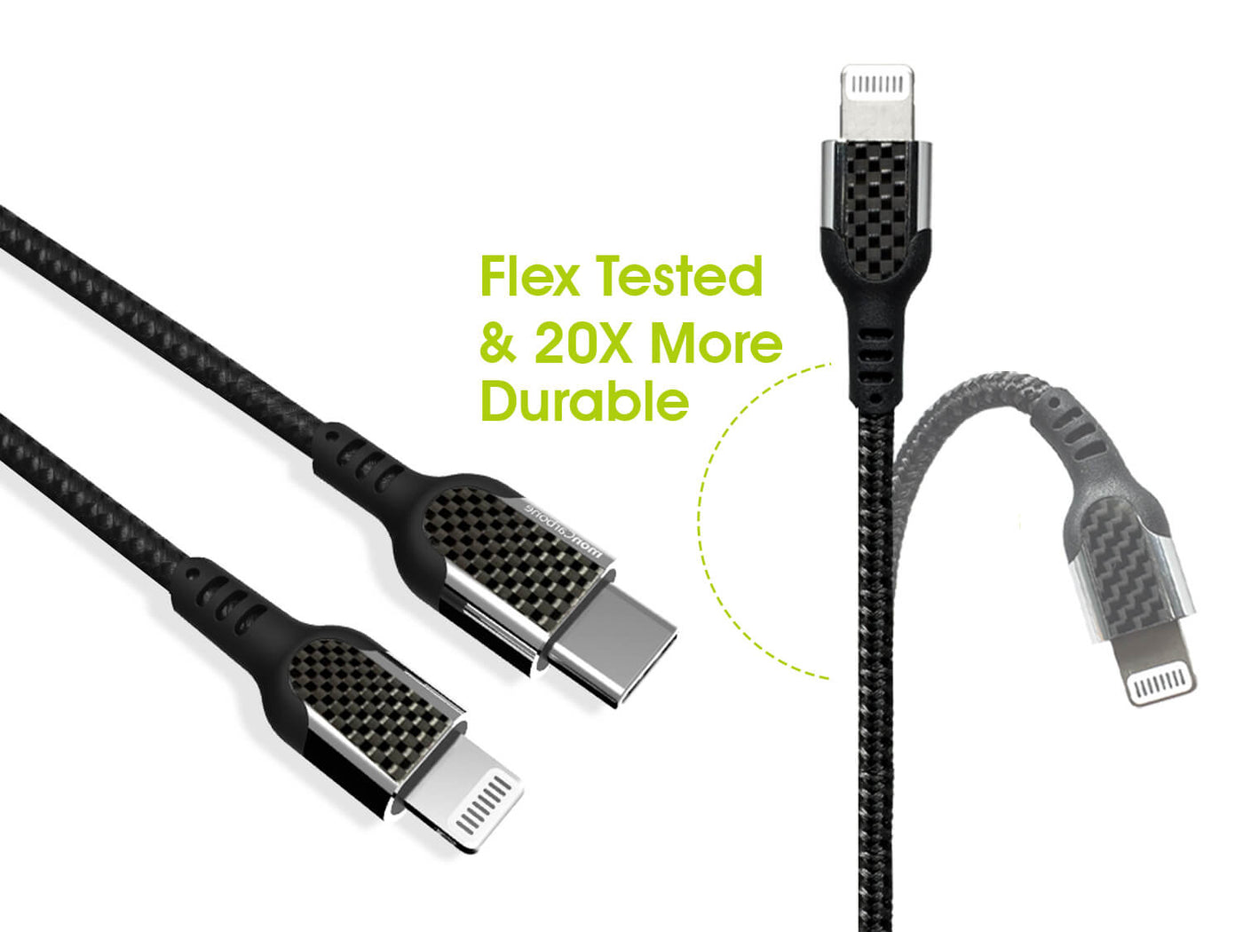 monCarbone Carbon Fiber USB-C To Lightening Fast Charge Cable