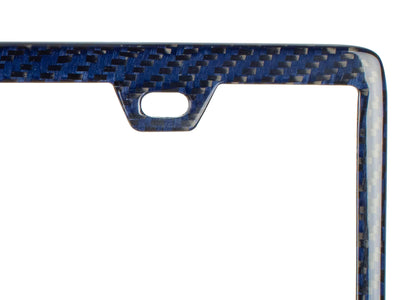 Carbon Fiber / Blue Aramid Fiber License Plate Frame - 4 Holes Minimal