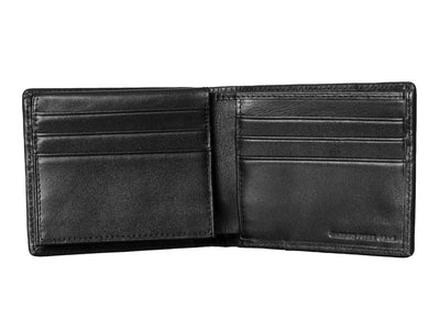 Carbon fiber and leather bi-fold wallet inside