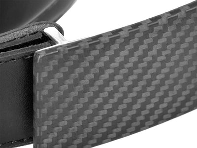 Carbon Touch Black Leather Belt with Carbon Fiber Buckle - Buckle Up Close