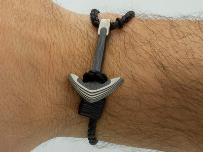 Solid Carbon Fiber & Titanium Anchor Bracelet on wrist