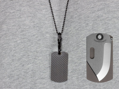 John Kubasek MAG-TAG Folding Dog Tag Knife with Carbon Fiber