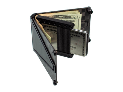 P17 carbon fiber wallet, open
