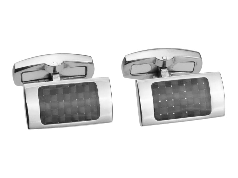 Titanium and Carbon Fiber Rectangle Cuff Links