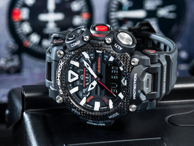G-SHOCK Gravitymaster GRB200 Carbon Fiber Watch with cockpit in background