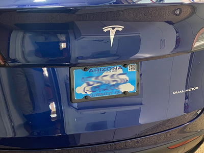 Carbon Fiber License Plate Frame - 4 Holes Minimal - Gloss Finish on Tesla Model Y