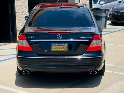 Carbon fiber license plate frame on E55 AMG Mercedes