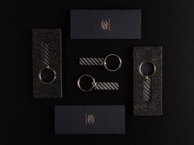 Solid Carbon Fiber Rectangle Keychain - Small