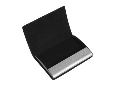 Flexy carbon fiber business card holder, open