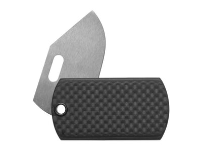John Kubasek MAG-TAG Folding Dog Tag Knife with Carbon Fiber