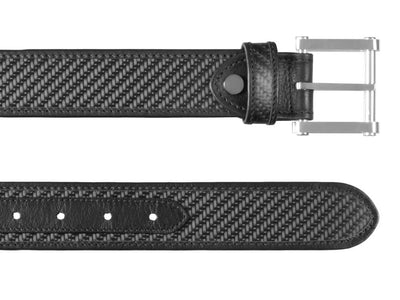 Londono Carbon Fiber & Leather Tank Belt - Black - both ends up close