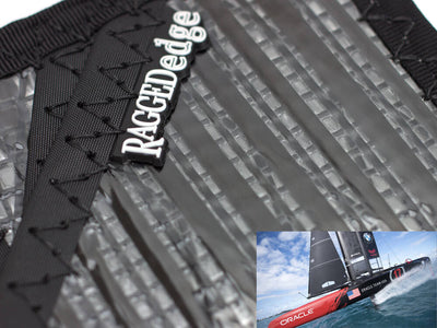RAGGEDedge Carbon Fiber Sailcloth Card Sleeve ID, up close