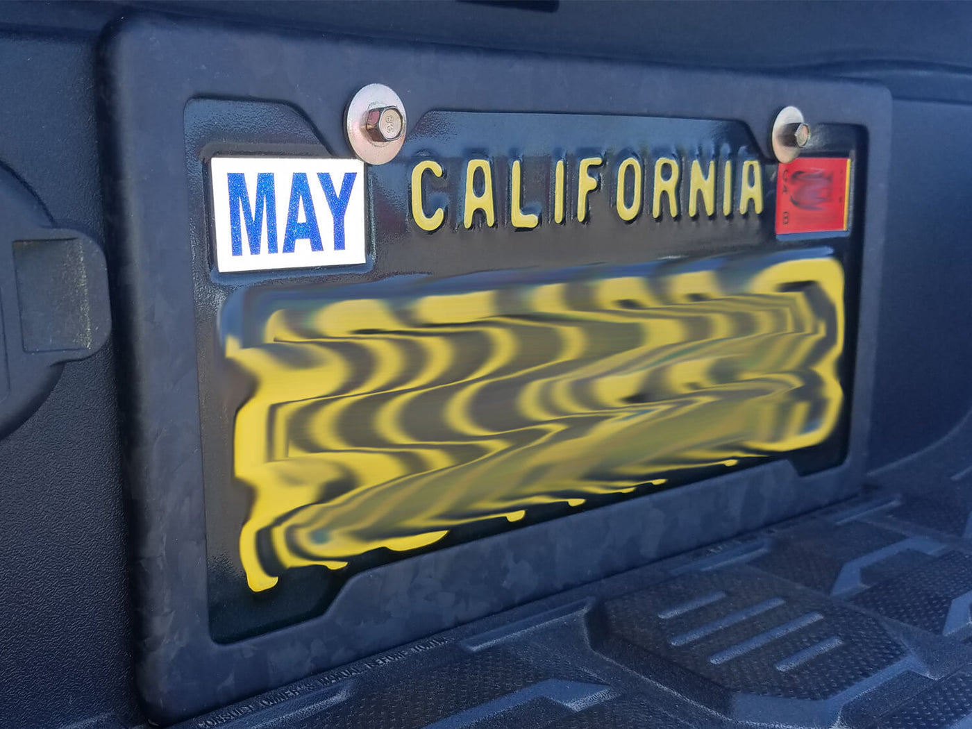 Forged Carbon Fiber License Plate Frame - 2 Holes Angled Bottom - Matte Finish on 2017 Toyota Tacoma