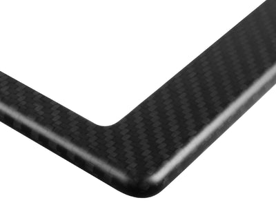 Carbon Fiber License Plate Frame - Matte Finish - 2 Holes Wide Bottom - up close