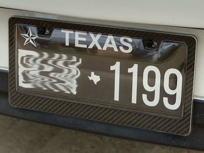 Carbon fiber license plate frame on 2006 Mazda 3 Hatchback
