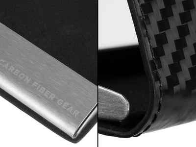 Flexy carbon fiber business card holder, up close details