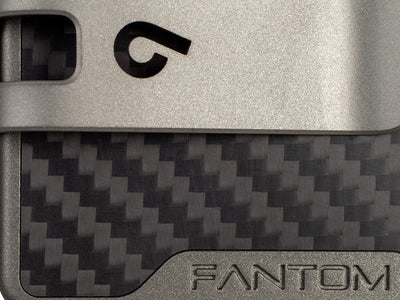 Fantom R Carbon Fiber Fan-Out Wallet with Titanium Money Clip, up close