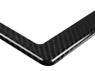 Carbon Fiber License Plate Frame - 2 Holes Wide Bottom - up close gloss finish