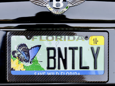 Carbon Fiber License Plate Frame - 2 Holes Wide Bottom - On 2009 Bentley