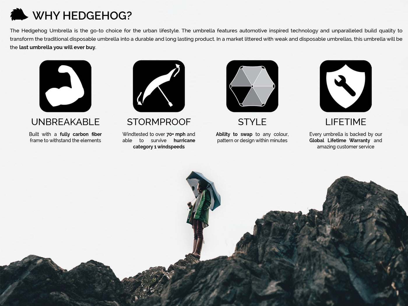 Hedgehog Carbon Fiber Forever Umbrella