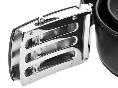 Carbon Touch Black Leather Belt with Carbon Fiber Buckle - Back of buckle