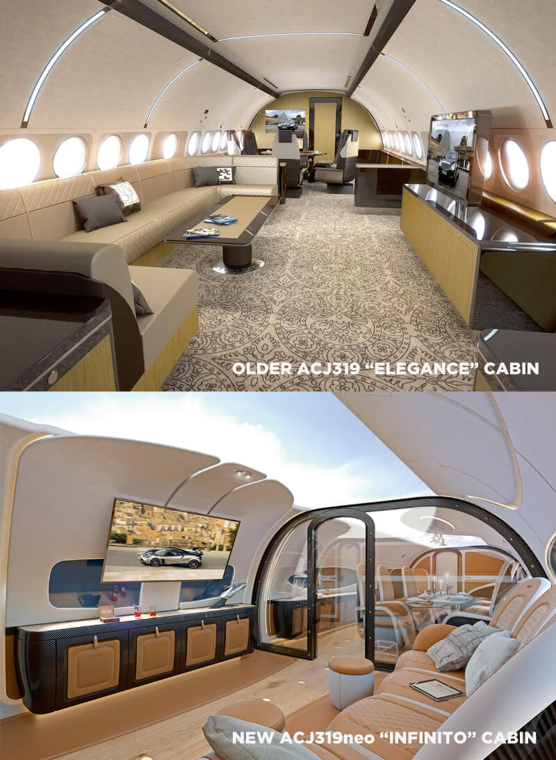 Airbus Elegance cabin compared to Infinito