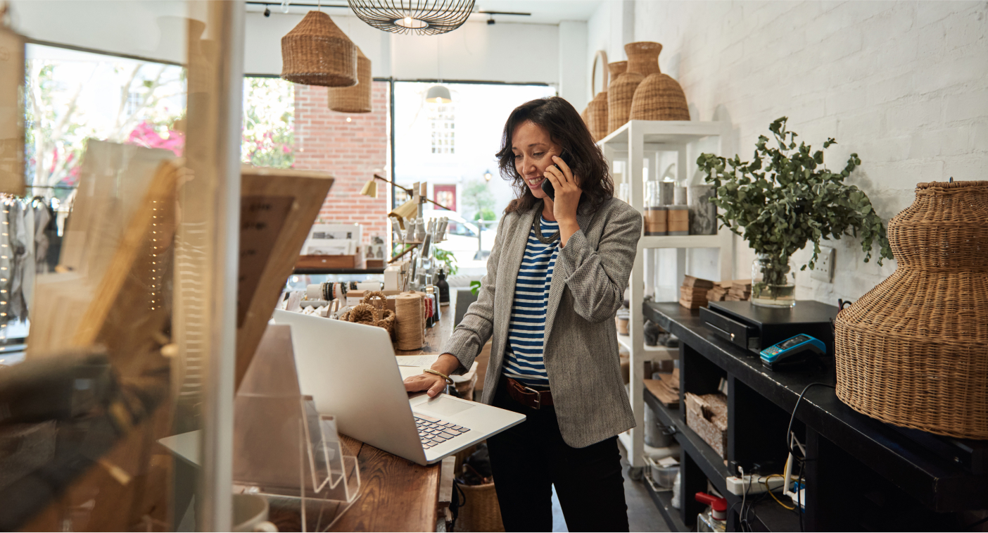 Woman working at business