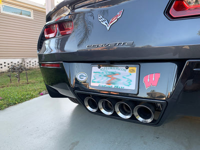 Carbon Fiber License Plate Frame - 2 Holes Wide Bottom - On C7 Corvette