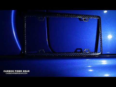 Carbon Fiber / Blue Aramid Fiber License Plate Frame - 4 Holes Minimal - Gloss Finish